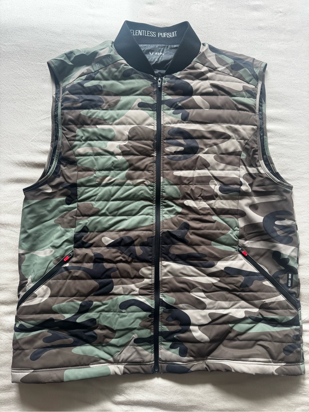 ASRV Men’s Camo Quilted Vest in Green and Black